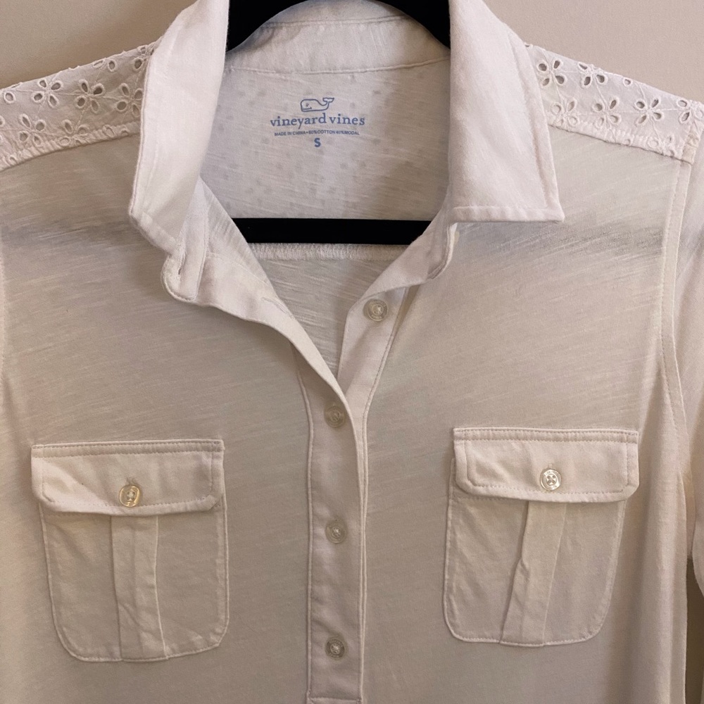 Vineyard Vines Cotton Popover with Eyelet Detail - Picture 4 of 6
